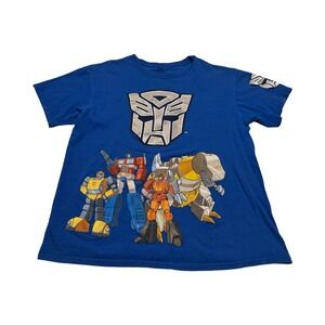 Transformers Boys Blue Graphic T-Shirt Optimus Prime Bumblebee Grimlock XL 14/16